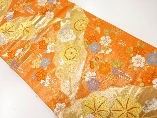 JAPANESE KIMONO / ANTIQUE FUKURO OBI / SILK / WOVEN UME